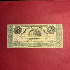 (1) Beautiful Antique 1862 The City Of Newark, NJ 25 Cent Fractional Currency