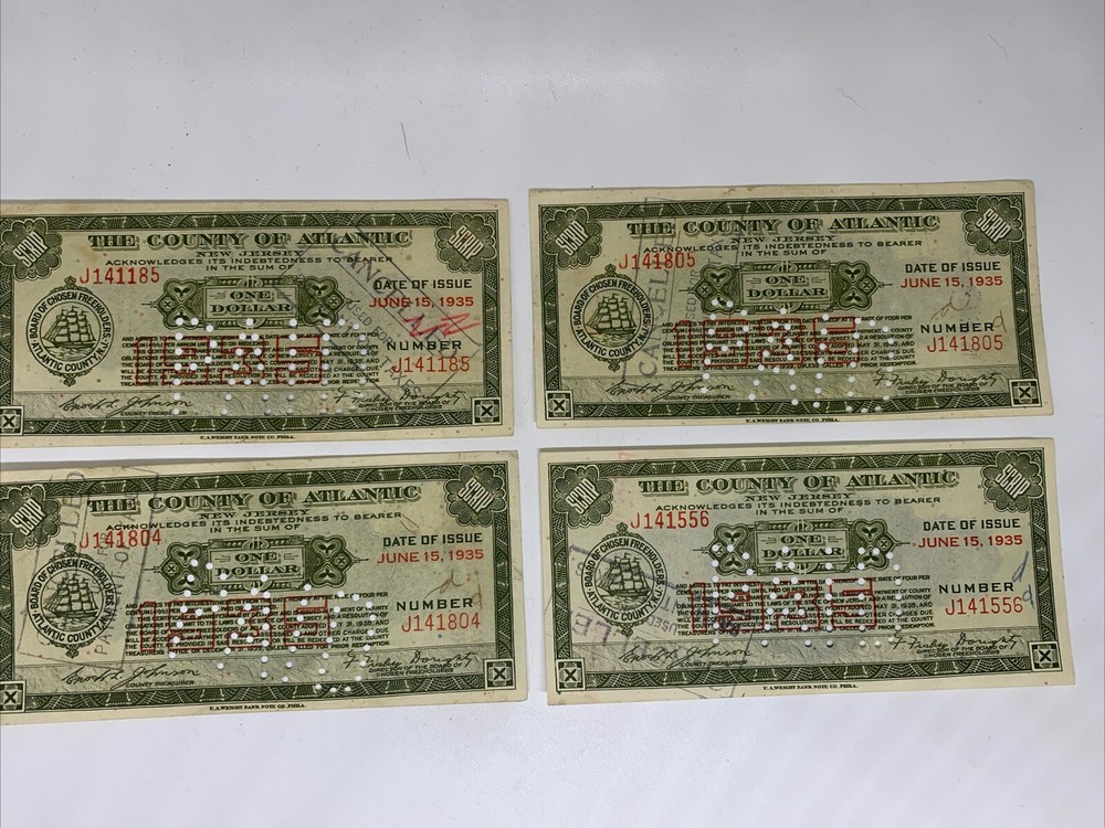 Lot (4) June 15, 1935 $1 THE COUNTY OF ATLANTIC, NEW JERSEY SCRIP