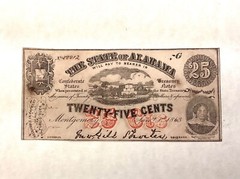 1863 State of Alabama 25 Cents Civil War Fractional Currency cd