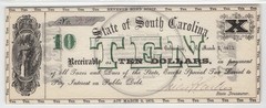 1872 SOUTH CAROLINA Columbia, $10 State Banknote Obsolete Currency, PMG ChUNC 64