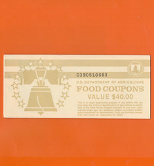 FOOD STAMP COUPON USDA 1997 B $40.00 BOOK C39051068 M/C C SCRIP 8 $5.00 COUPONS