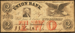 PA $2 PHILADELPHIA The Union Bank Dec. 1, 1861 Spurious Haxby PA-505 S5 SENC