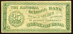 US 25¢ National School Bank Classroom Currency Early Educational Practice note