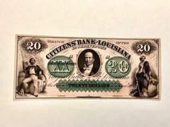 ~1850s $20 Citizens Bank of Louisiana New Orleans LA – Choice Uncirculated UNC