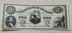 two $2 Dollar Citizens bank of Louisiana 1860’s note New Orleans confederate