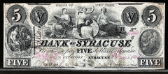 Jan 1, 1862 New York Bank Of Syracuse Counterfeit $5 Dollar Obsolete Note