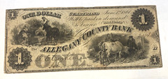 1861 $1 Allegany County Bank Cumberland MD Civil War Era Obsolete Note