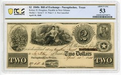1840 $2 Kelsey H. Douglass – Nacogdoches, TEXAS Merchant Scrip PCGS AU 53