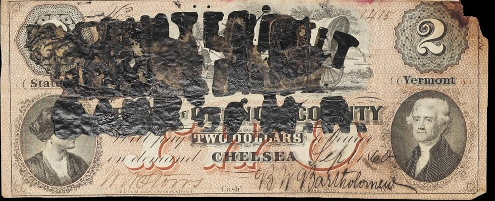 VT $2 CHELSEA Vermont The Bank of Orange County Sept. 1, 1860 Haxby VT-76 A5