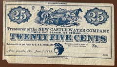 New Castle Water Company, PA 25c Scrip , H266-20, Rarity 4