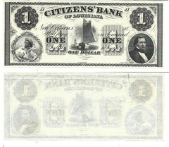 1860’s $1 Citizens’ Bank Of Louisiana, New Orleans Haxby 15-G2 Unc.