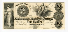 1800’s $2 The New Hope Delaware Bridge Co. – Lambertville, NEW JERSEY Note CU
