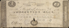 NJ $3 BRIDGETON New Jersey Cumberland Bank Oct 21, 1839 Haxby NJ-45 G24