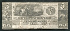 1835 $5 THE WASHINGTON COUNTY BANK CALAIS, MAINE OBSOLETE CURRENCY NOTE 