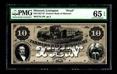 1857-67 $10 Farmers Bank of Missouri Missouri, Lexington Proof PMG GEM 65 EPQ