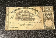 1863 State of North Carolina 50 Cents Civil War Confederate Banknote