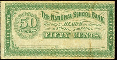 US 50¢ National School Bank Classroom Currency Early Educational Practice note