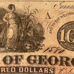 1862 $100 State Of Georgia Milledgeville Civil War Era Obsolete Currency Note