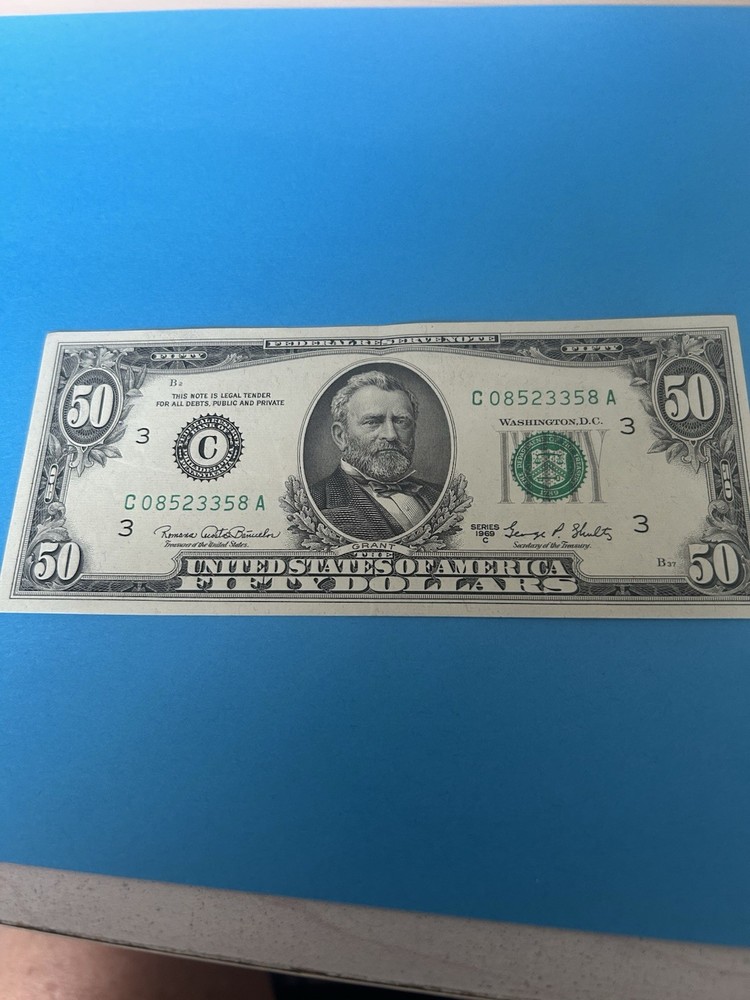 This is a Series 1969C Fifty Dollar Federal Reserve Note with a Philadelphia A.