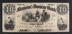 1858 $10 Issued Note Farmers’ and Drovers’ Bank, Petersburg, Indiana