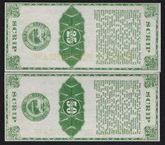 2pcs Washington County Oregon (OR) Hillsboro 10c & 25c – Depression Scrip 1933