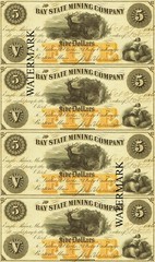 Eagle River MI Bay State Mining $5 Script Obsolete Sheet REPRODUCTION Horse