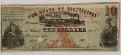 1862 $10 Jackson State of Mississippi Faith Red X Obsolete Note Errors – CA1029