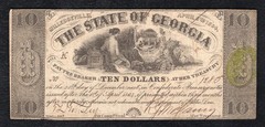 1864 $10 THE STATE OF GEORGIA MILLEDGEVILLE, GA OBSOLETE CURRENCY NOTE (B)