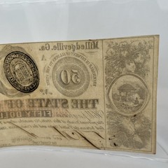 1863 $50 The State of Georgia Milledgeville Ga Obsolete Civil War Era Bank Note