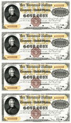 $10,000 Gold Certificate Note 1882 Currency Sheet REPRODUCTION Fr. 1223a