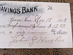 Antique Vintage Check from Security Savings Bank Boone Iowa 1903 Pinkish