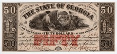 1864 $50 State of Georgia, CR-22 Obsolete Currency, Choice VF, Fully Framed!