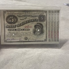 1870s-1880s State of Louisiana «BABY BONDS» $5 US Obsolete Currency