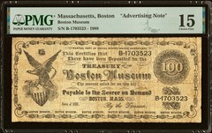 Boston, MA- Boston Museum «100» Ad Note ND (ca. 1888) Vlack UNL PMG CH Fine 15