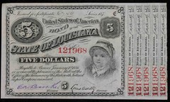 1870’s United States of America Bond Of The State Of Louisiana $5 #B203