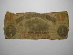 $1 1862 Richmond Virginia VA Obsolete Currency Treasury Bank Note Bill
