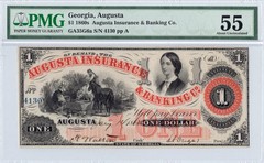 1860’s $1 AUGUSTA, GEORGIA AUGUSTA INSURANCE & BANKING CO PMG 55