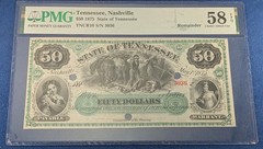 Scarce 1875 The State Of Tennessee Nashville $50 Remainder PMG AU58 EPQ