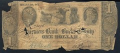 Pennsylvania Farmers Bank of Bucks County $1 June 18 1841 SN 1496 Haxby-PA185G50