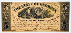 GEORGIA Milledgeville 1864 $5 Civil War State CSA Banknote Currency, GA-CR26