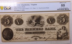 1854 $10., Farmers Bank., Charleston, VA., Obsolete., PCGS AU-55., Store #GVA003