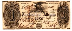 Allegan, MI- Bank of Allegan $1 Dec. 30, 1837. High Grade!!!