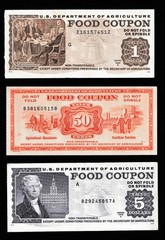 FOOD STAMP COUPON 3 COUPONS $1.00 $5.00 50c USDA AGRICULTURE scrip TOKEN UNC