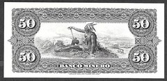 ABNC Proof Print – Back of 1888 50 Peso Note – Banco Minero – Mexico