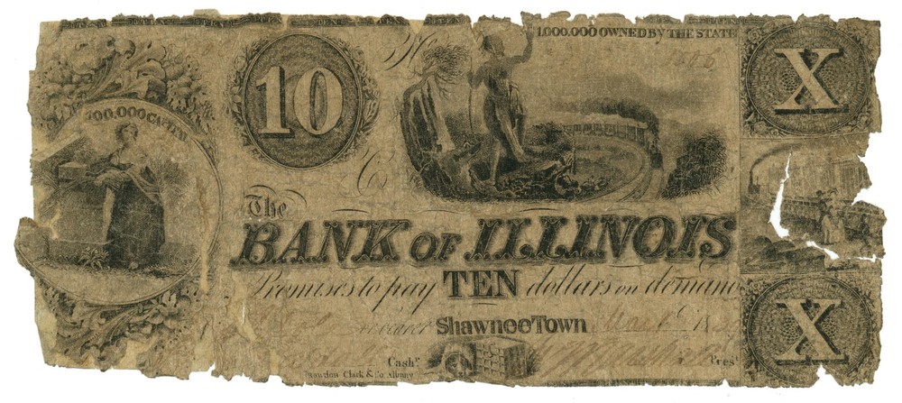 1839 Bank of Illinois $10 Shawnee Town IL740-S10 Haxby Plate Note (L6919)