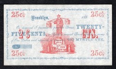 1860’s 25 CENTS YOUNG-HYSON TEA BROOKLYN, NEW YORK OBSOLETE SCRIP NOTE UNC (C)