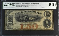 1862 Washington DC, District of Columbia $1.50 Farmers & Merchant Bank PMG 50 EP