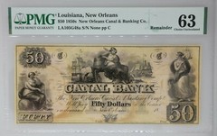 1850 $50 New Orleans Canal & Banking Co Note PMG MS 63