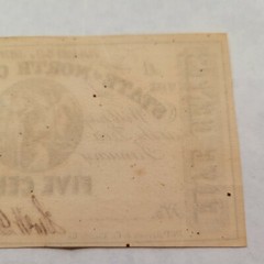 1863 State of Raleigh, NC 5 Cents CRNC148 Obsolete Currency 22029