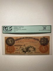 Windham County Bank Brattleboro Vermont $10 18__ Remainder very fine